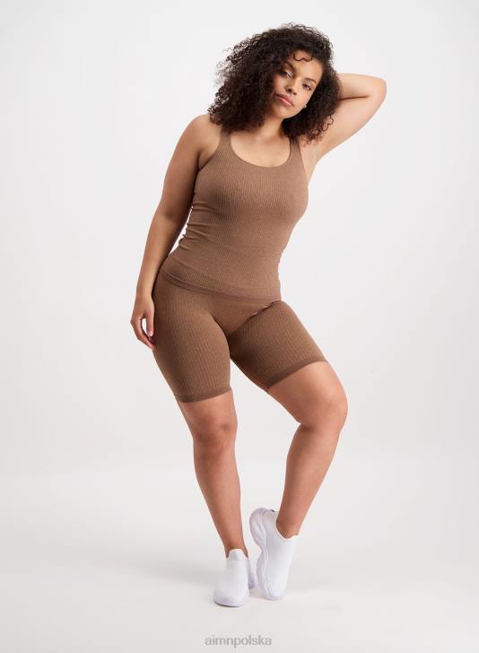 odzież JF4L394 kobiety AIM'N Bezszwowy podkoszulek z brązu, prążkowany