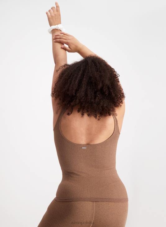 odzież JF4L394 kobiety AIM'N Bezszwowy podkoszulek z brązu, prążkowany