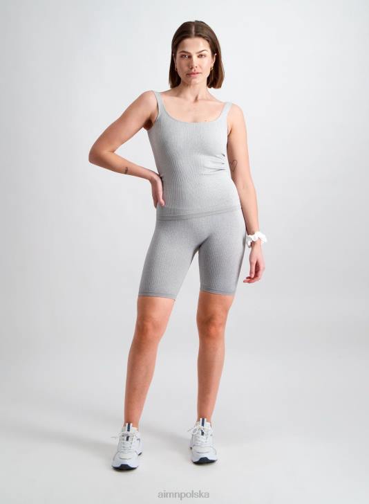 odzież JF4L407 kobiety AIM'N Bezszwowy podkoszulek w jasnoszarym, melanżowym kolorze