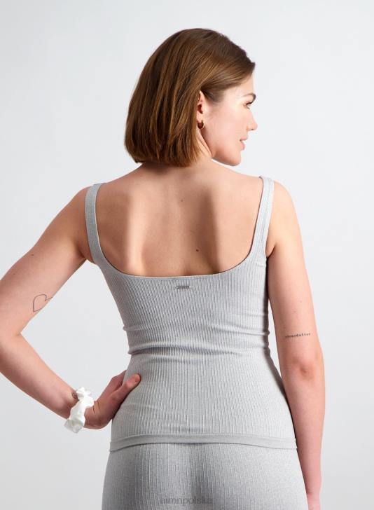 odzież JF4L407 kobiety AIM'N Bezszwowy podkoszulek w jasnoszarym, melanżowym kolorze