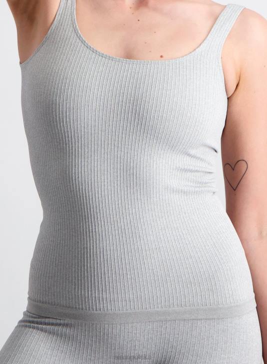 odzież JF4L407 kobiety AIM'N Bezszwowy podkoszulek w jasnoszarym, melanżowym kolorze