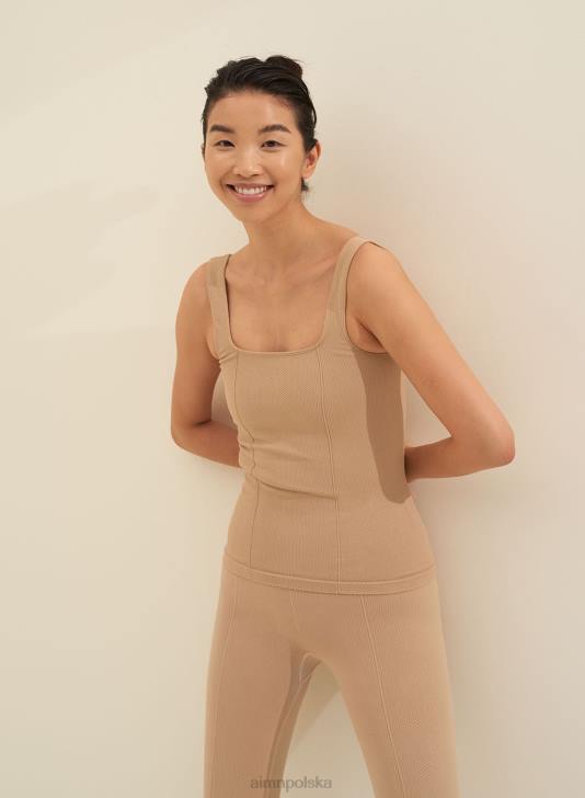 odzież JF4L443 kobiety AIM'N jednolity beżowy, luksusowy, bezszwowy podkoszulek