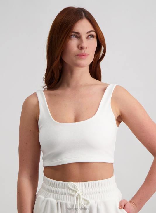 odzież JF4L455 kobiety AIM'N przytulny, welurowy podkoszulek w kolorze złamanej bieli