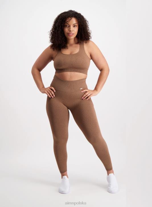 odzież JF4L124 kobiety AIM'N Rajstopy bezszwowe prążkowane w kolorze brązowym