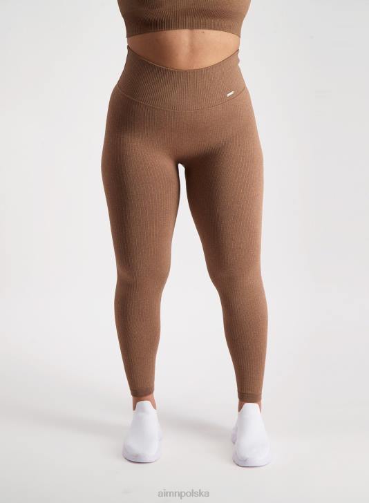 odzież JF4L124 kobiety AIM'N Rajstopy bezszwowe prążkowane w kolorze brązowym