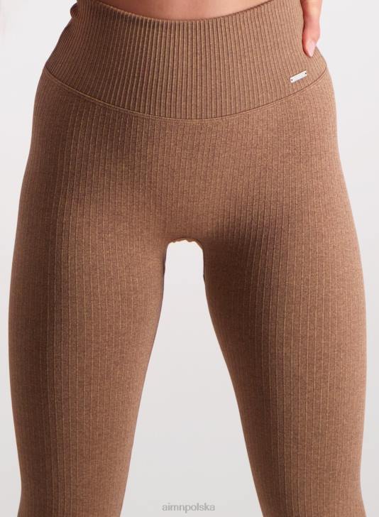 odzież JF4L124 kobiety AIM'N Rajstopy bezszwowe prążkowane w kolorze brązowym