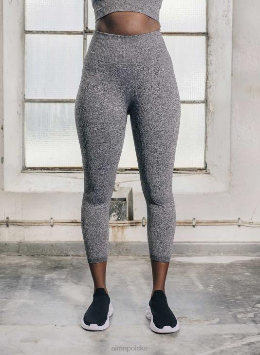 odzież JF4L137 kobiety AIM'N Szare, melanżowe, prążkowane rajstopy 7/8