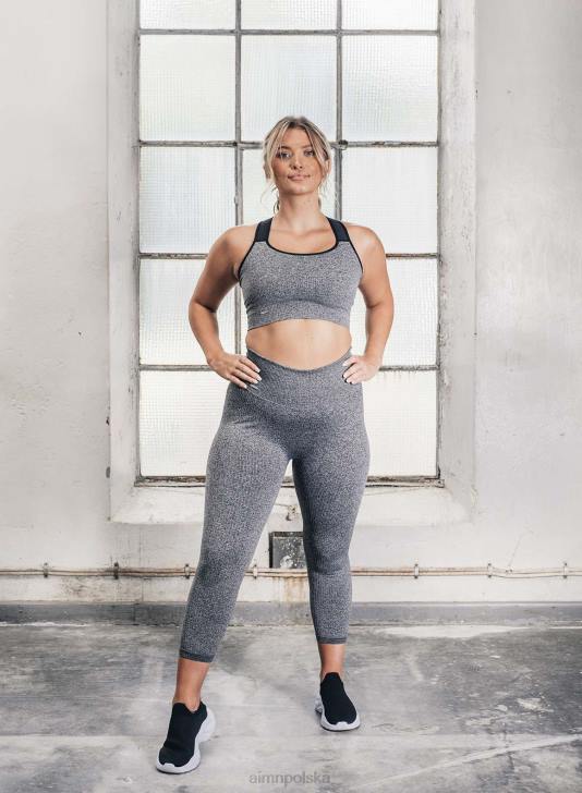 odzież JF4L137 kobiety AIM'N Szare, melanżowe, prążkowane rajstopy 7/8