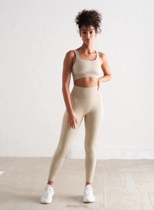 odzież JF4L15 kobiety AIM'N beżowe, prążkowane rajstopy bezszwowe