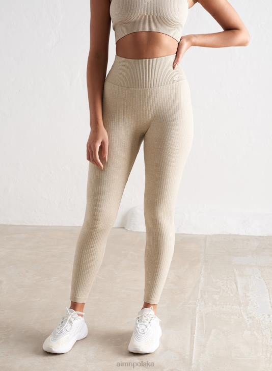 odzież JF4L15 kobiety AIM'N beżowe, prążkowane rajstopy bezszwowe