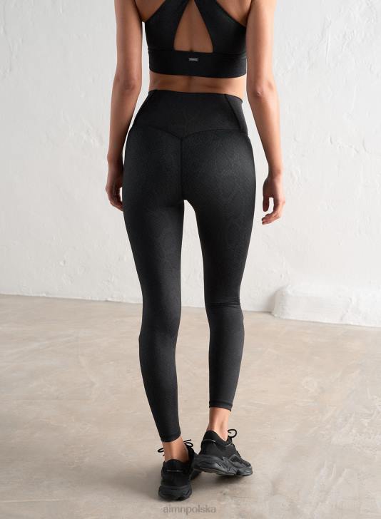 odzież JF4L26 kobiety AIM'N Czarne rajstopy z motywem żmii