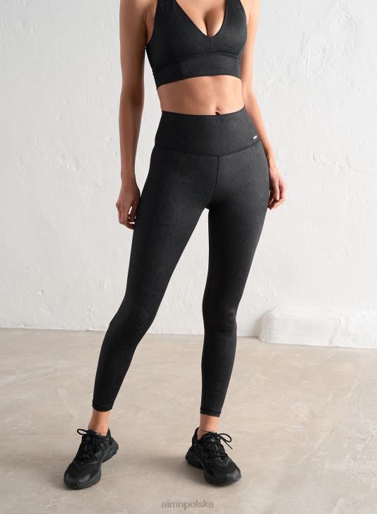 odzież JF4L26 kobiety AIM'N Czarne rajstopy z motywem żmii