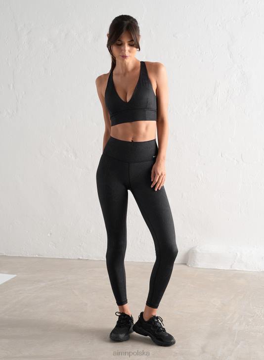 odzież JF4L26 kobiety AIM'N Czarne rajstopy z motywem żmii