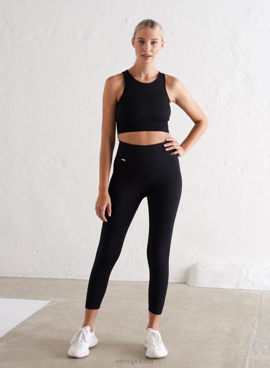 odzież JF4L62 kobiety AIM'N Czarne, prążkowane rajstopy bezszwowe 7/8