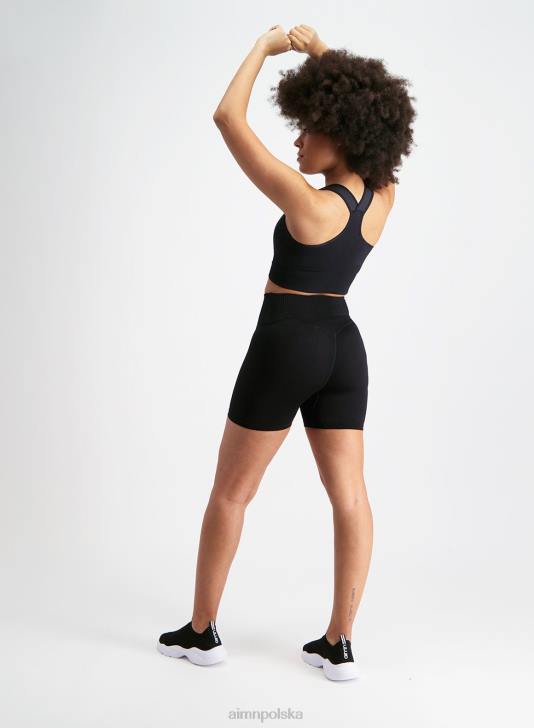 odzież JF4L464 kobiety AIM'N Czarne prążkowane spodenki motocyklowe midi