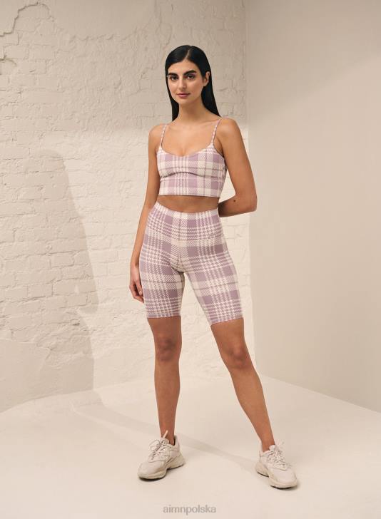 odzież JF4L486 kobiety AIM'N Szorty motocyklowe w zakurzoną fioletową kratę