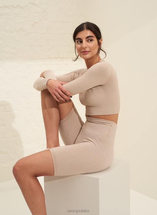 odzież JF4L493 kobiety AIM'N Beżowe, prążkowane, bezszwowe spodenki motocyklowe