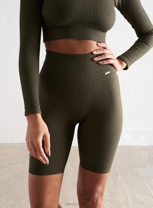 odzież JF4L497 kobiety AIM'N Bezszwowe spodenki motocyklowe w kolorze khaki, prążkowane