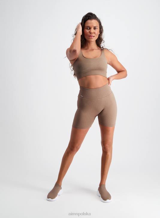 odzież JF4L498 kobiety AIM'N Szorty motocyklowe midi w kolorze espresso, prążkowane