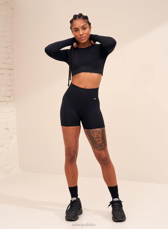 odzież JF4L523 kobiety AIM'N Czarne, bezszwowe spodenki midi w ruchu