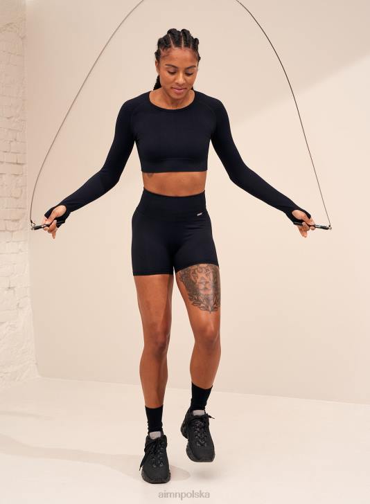 odzież JF4L523 kobiety AIM'N Czarne, bezszwowe spodenki midi w ruchu