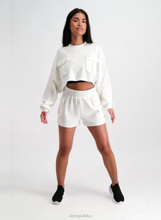 odzież JF4L556 kobiety AIM'N wygodne szorty cargo w kolorze złamanej bieli