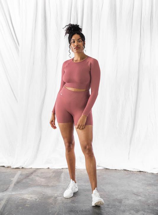 odzież JF4L570 kobiety AIM'N różowe, prążkowane spodenki motocyklowe midi