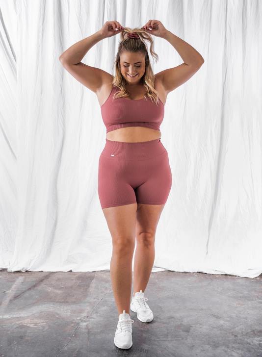 odzież JF4L570 kobiety AIM'N różowe, prążkowane spodenki motocyklowe midi