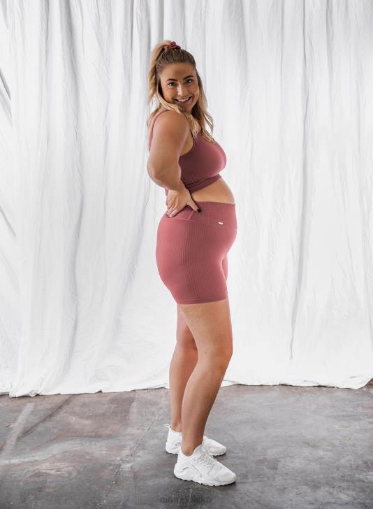 odzież JF4L570 kobiety AIM'N różowe, prążkowane spodenki motocyklowe midi