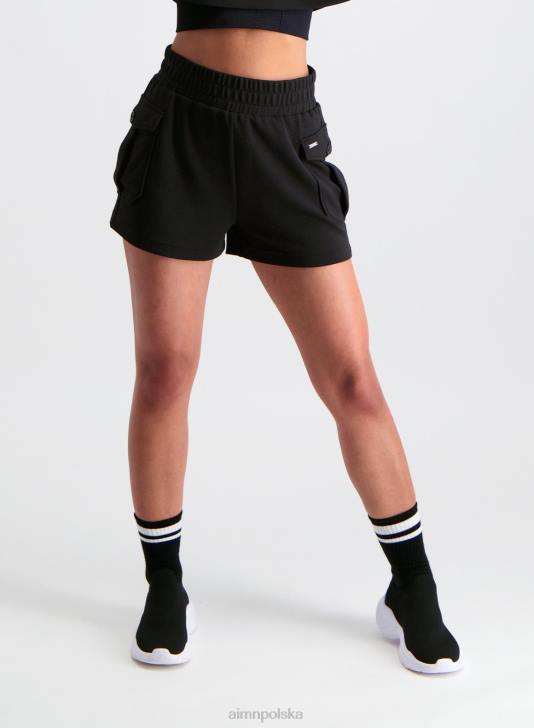 odzież JF4L572 kobiety AIM'N czarne wygodne spodenki cargo