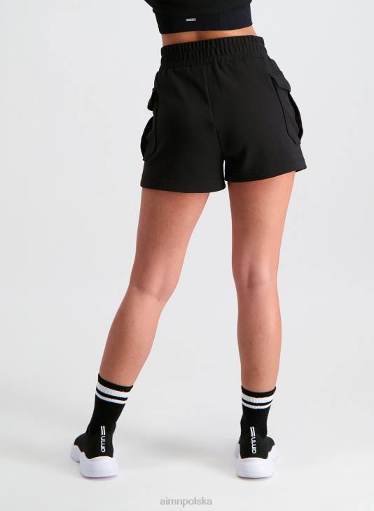 odzież JF4L572 kobiety AIM'N czarne wygodne spodenki cargo