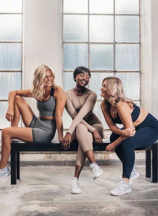 odzież JF4L583 kobiety AIM'N Szare, melanżowe, prążkowane szorty motocyklowe midi