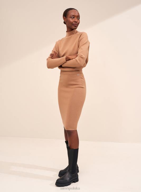 odzież JF4L635 kobiety AIM'N Idealna dzianinowa spódnica w kolorze camelowym