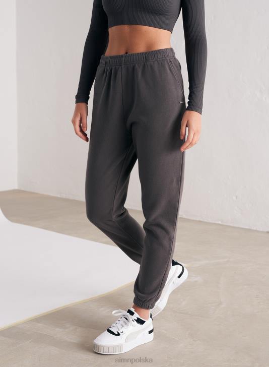 odzież JF4L666 kobiety AIM'N Klasyczne spodnie dresowe w kolorze ciemnej szarości