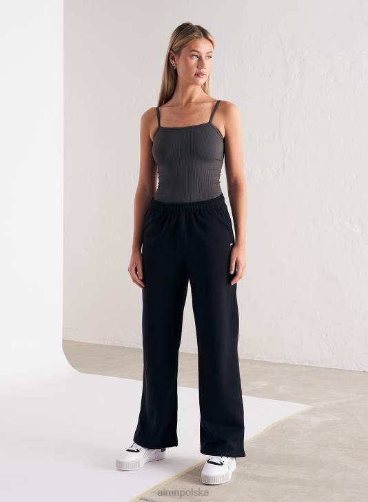 odzież JF4L671 kobiety AIM'N Czarne, proste spodnie dresowe z logo