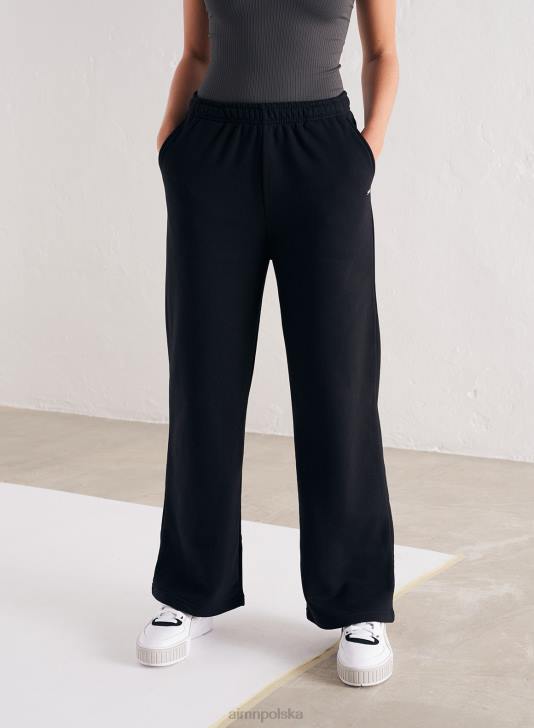 odzież JF4L671 kobiety AIM'N Czarne, proste spodnie dresowe z logo