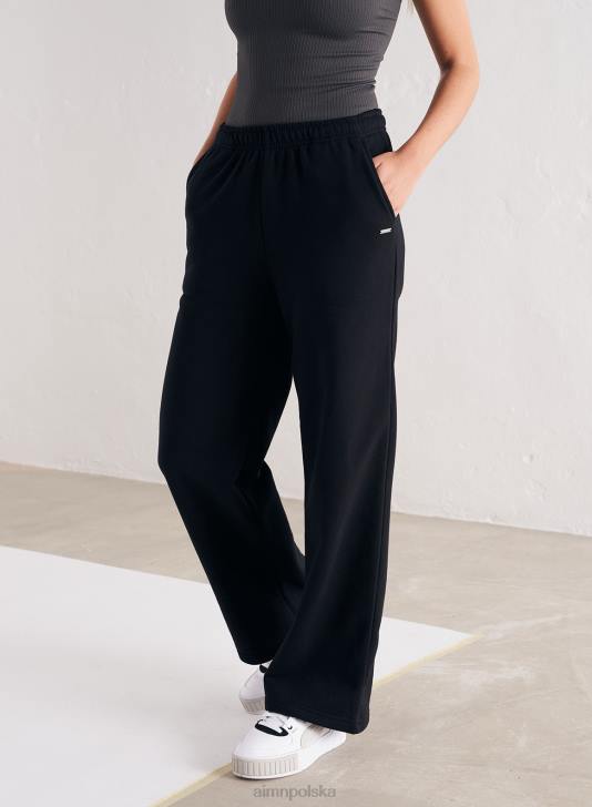 odzież JF4L671 kobiety AIM'N Czarne, proste spodnie dresowe z logo