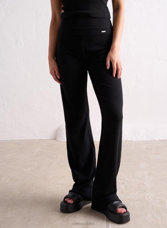 odzież JF4L694 kobiety AIM'N czarne spodnie ze ściągaczem