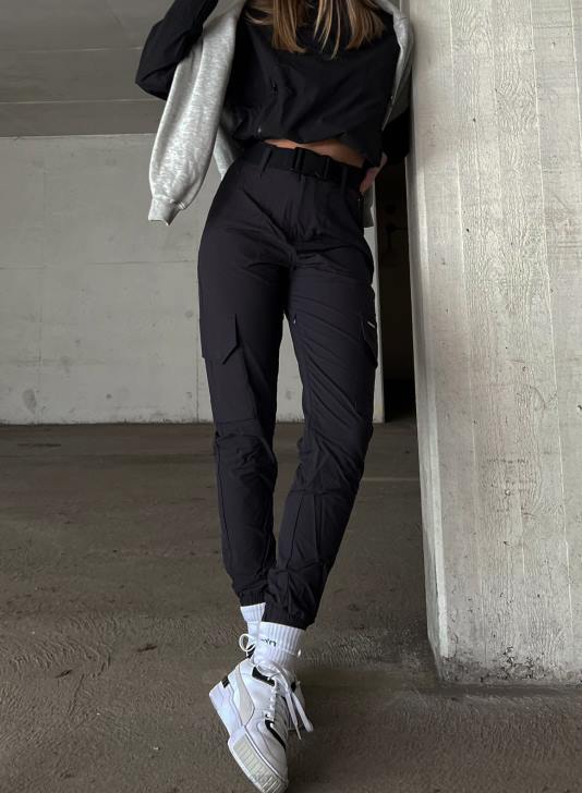 odzież JF4L698 kobiety AIM'N czarne spodnie cargo