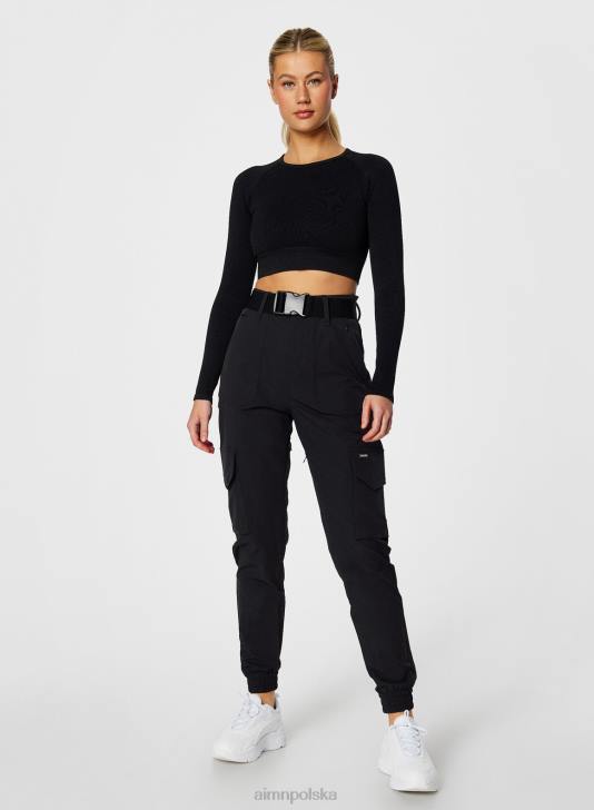 odzież JF4L698 kobiety AIM'N czarne spodnie cargo