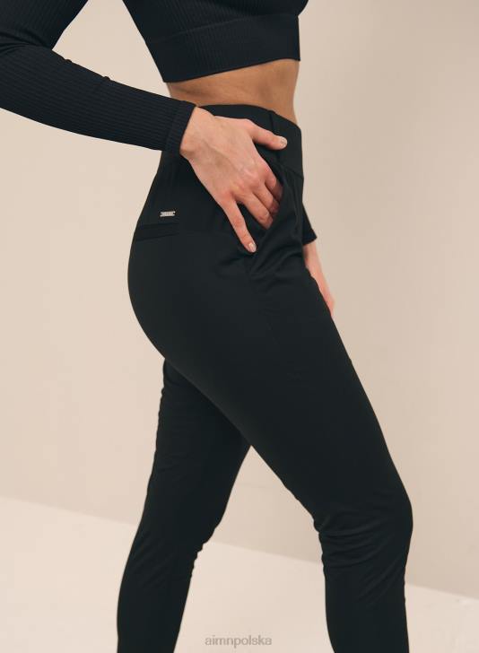 odzież JF4L712 kobiety AIM'N Czarne spodnie typu softshell, rozciągliwe w 4 kierunkach
