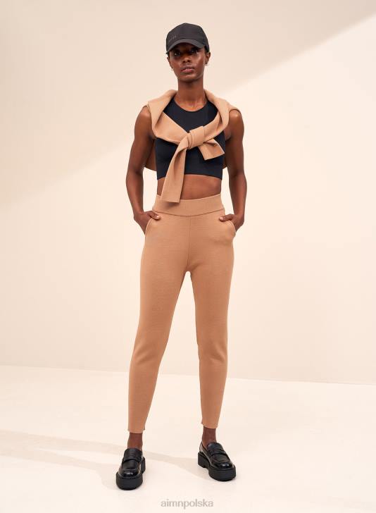 odzież JF4L713 kobiety AIM'N Camelowe, idealne spodnie z dzianiny