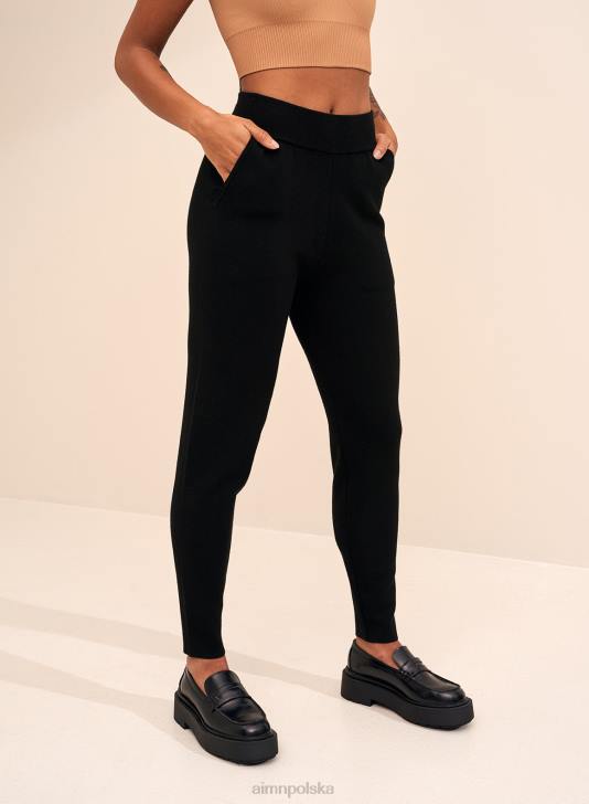 odzież JF4L714 kobiety AIM'N czarne, idealne spodnie z dzianiny