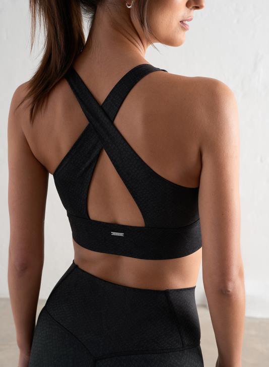 odzież JF4L156 kobiety AIM'N Czarny biustonosz ze skrzyżowanymi plecami i nadrukiem żmii