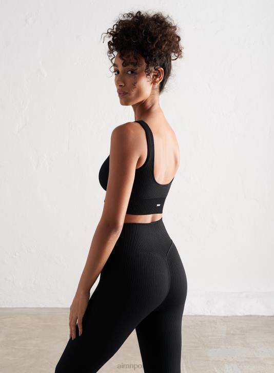 odzież JF4L192 kobiety AIM'N Czarny, prążkowany biustonosz bezszwowy