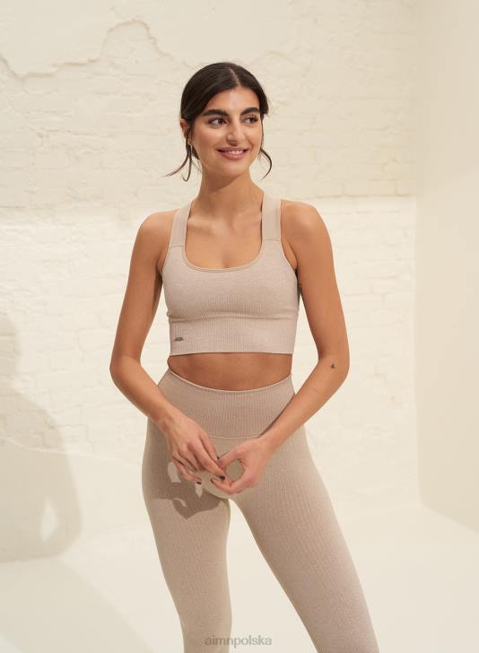 odzież JF4L200 kobiety AIM'N beżowy, prążkowany biustonosz o wysokim wsparciu