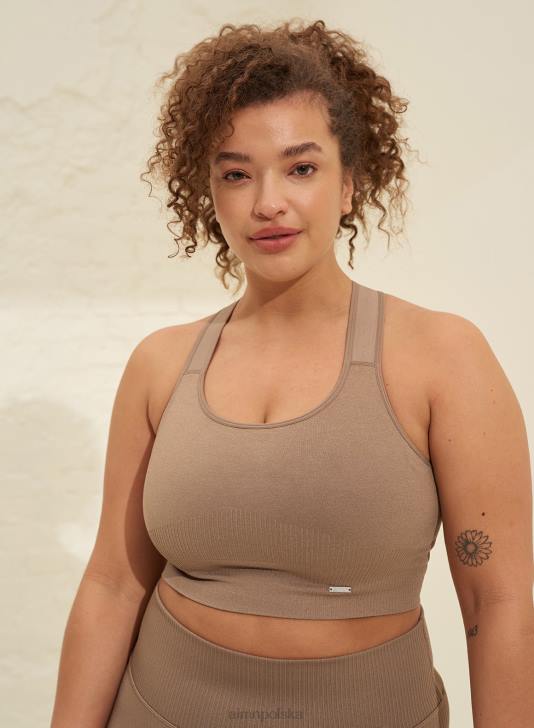 odzież JF4L203 kobiety AIM'N Prążkowany biustonosz espresso zapewniający wysokie wsparcie