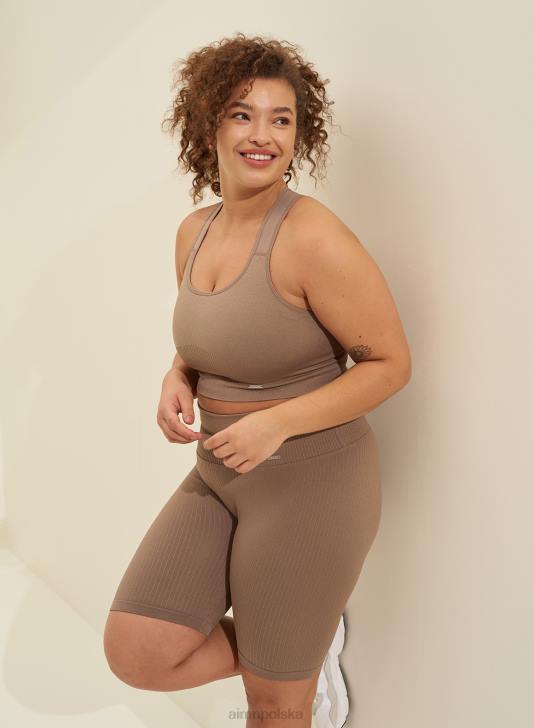 odzież JF4L203 kobiety AIM'N Prążkowany biustonosz espresso zapewniający wysokie wsparcie