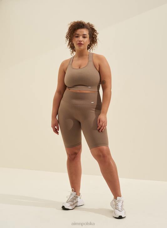 odzież JF4L203 kobiety AIM'N Prążkowany biustonosz espresso zapewniający wysokie wsparcie