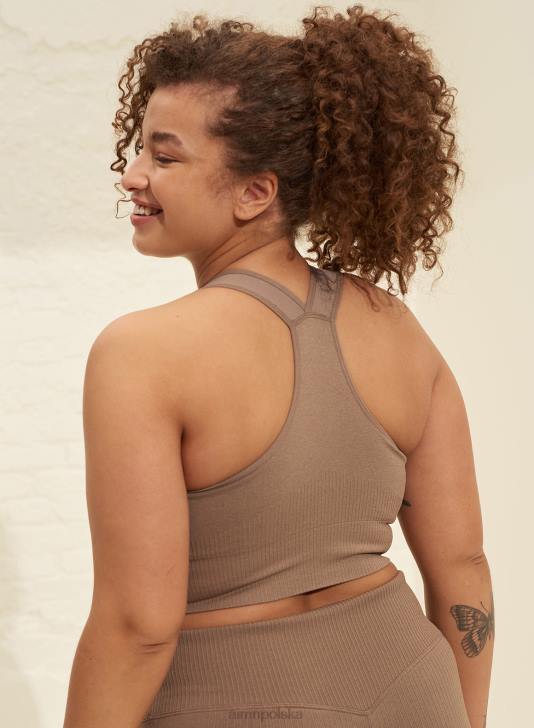 odzież JF4L203 kobiety AIM'N Prążkowany biustonosz espresso zapewniający wysokie wsparcie